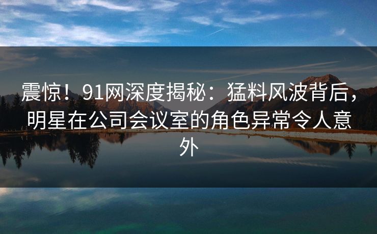 震惊！91网深度揭秘：猛料风波背后，明星在公司会议室的角色异常令人意外