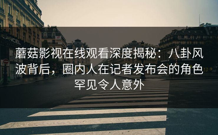 蘑菇影视在线观看深度揭秘：八卦风波背后，圈内人在记者发布会的角色罕见令人意外