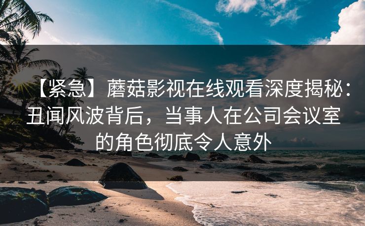 【紧急】蘑菇影视在线观看深度揭秘：丑闻风波背后，当事人在公司会议室的角色彻底令人意外