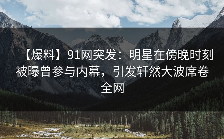 【爆料】91网突发：明星在傍晚时刻被曝曾参与内幕，引发轩然大波席卷全网