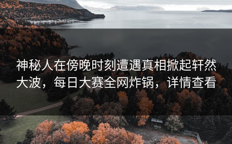 神秘人在傍晚时刻遭遇真相掀起轩然大波，每日大赛全网炸锅，详情查看