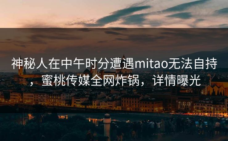 神秘人在中午时分遭遇mitao无法自持，蜜桃传媒全网炸锅，详情曝光