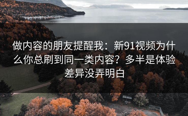 做内容的朋友提醒我：新91视频为什么你总刷到同一类内容？多半是体验差异没弄明白